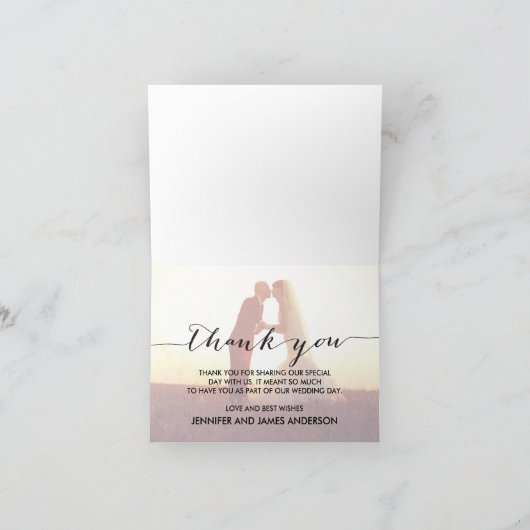Script simple | Carte pliée Merci Mariage (Intérieur)