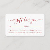 Script simple - Cartes de Certificat Cadeau Rouge (Devant)