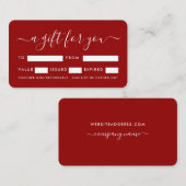 Script simple - Cartes de Certificat Cadeau Rouge (Devant / Derrière)