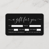 Script simple - Certificats cadeau noir et blanc (Devant)