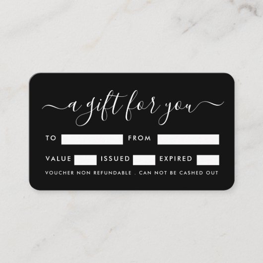 Script simple - Certificats cadeau noir et blanc (Devant)