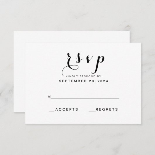 Script simple et élégant | Carte RSVP de mariage m (Devant / Derrière)