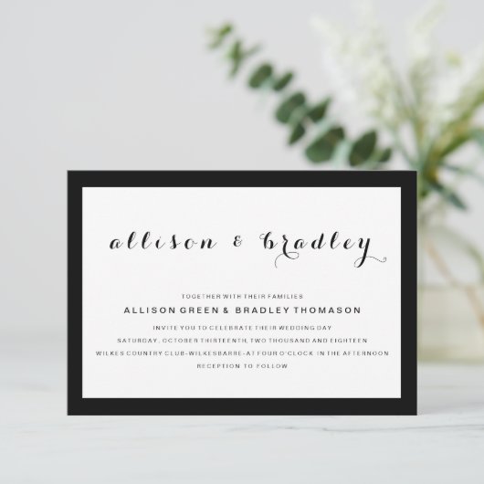 Script simple et élégant | Faire-part de mariage m (Debout devant)