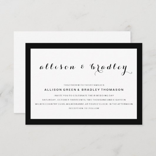 Script simple et élégant | Faire-part de mariage m (Devant / Derrière)