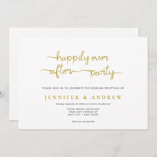 Script simple | Faire-part de mariage de réception (Devant / Derrière)