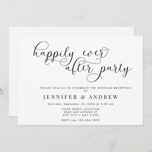 Script simple | Faire-part de mariage de réception (Devant / Derrière)