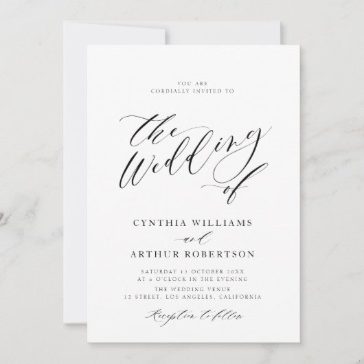 script simple faire-part de mariage noir et blanc (Devant)