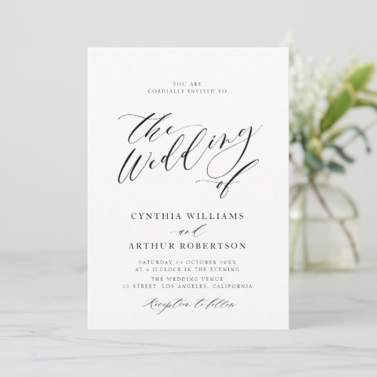 script simple faire-part de mariage noir et blanc (Debout devant)
