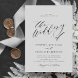script simple faire-part de mariage noir et blanc<br><div class="desc">mariage à thème noir et blanc avec script simple. Les détails du texte et les couleurs peuvent être personnalisés pour correspondre aux couleurs de votre thème mariage.</div>