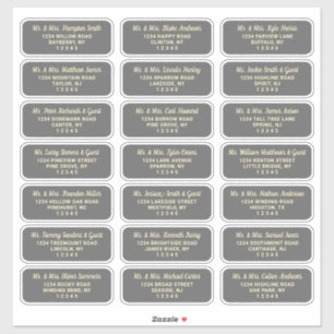 Script simple gris foncé Étiquettes de adresse inv