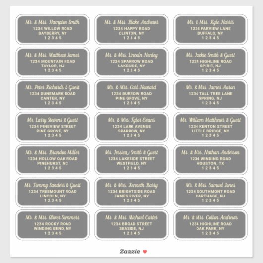 Script simple gris foncé Étiquettes de adresse inv (Feuille)