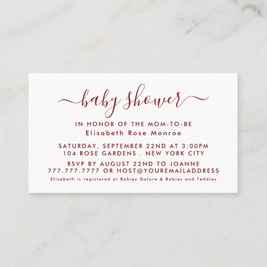 Script simple - Invitation de billet Baby shower (Devant)