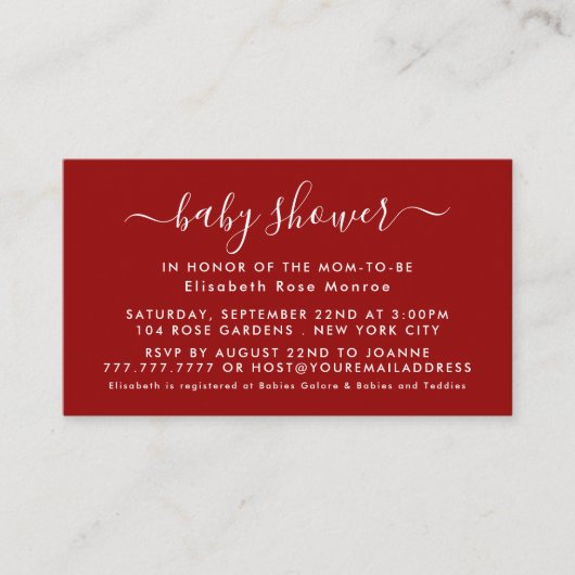 Script simple - Invitation de billet Baby shower (Devant)