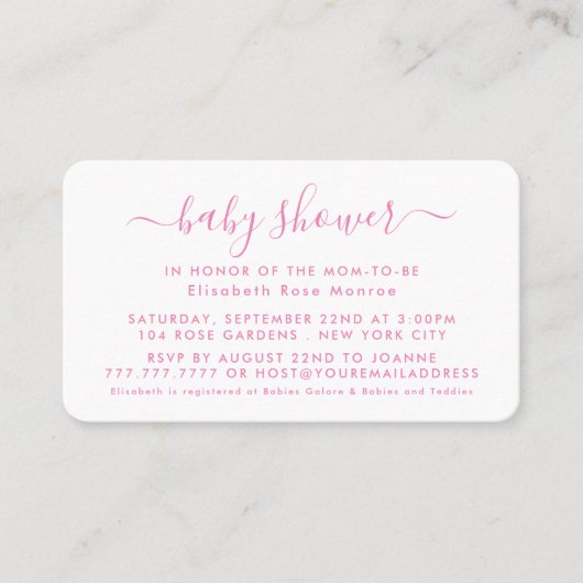 Script simple - Invitation de billet Baby shower (Devant)
