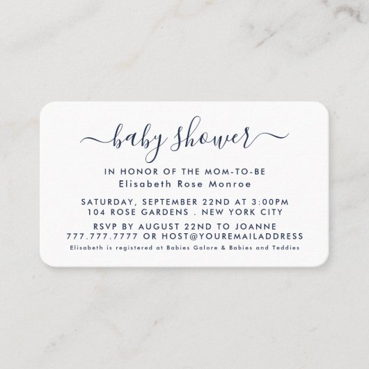 Script simple - Invitation de billet Baby shower (Devant)