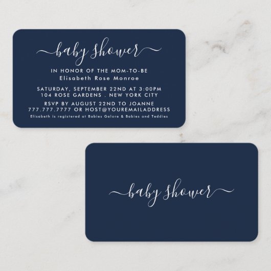 Script simple - Invitation de billet Baby shower (Devant / Derrière)