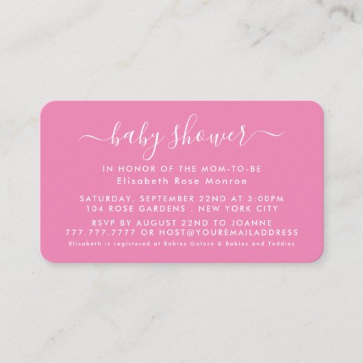 Script simple - Invitation de billet Baby shower (Devant)