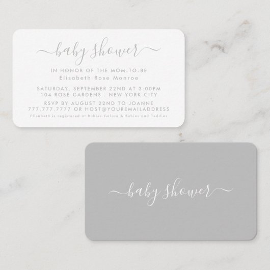 Script simple - Invitation de billet Baby shower (Devant / Derrière)