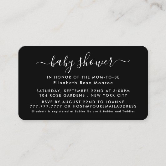 Script simple - Invitation de billet Baby shower (Devant)