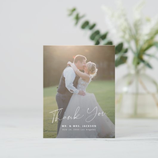 Script simple moderne 2 photos mariage merci (Debout devant)