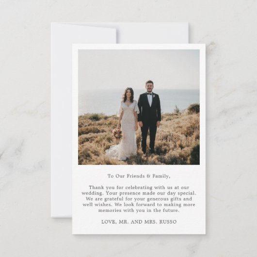 Script Simple Photo Mariage Carte de remerciements (Dos)