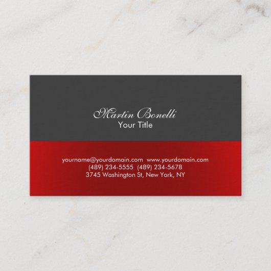 Script Simple Red Grey Consultant Carte de visite (Devant)