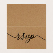 Script simple rustique Kraft avec carte photo RSVP (Extérieur déplié)