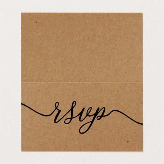 Script simple rustique Kraft avec carte photo RSVP (Extérieur déplié)