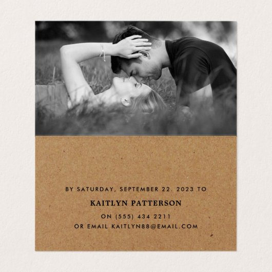 Script simple rustique Kraft avec carte photo RSVP (Intérieur déplié)