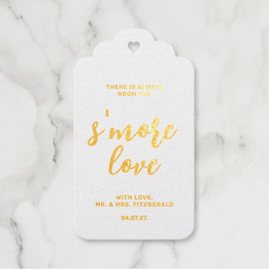 Script S'more Liefde Echt Goud Geschulpt Cadeaulabels (Voorkant)