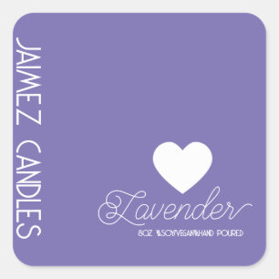 Script Soy Vegan Kaarsenmaker Lavendel Pastel Vierkante Sticker