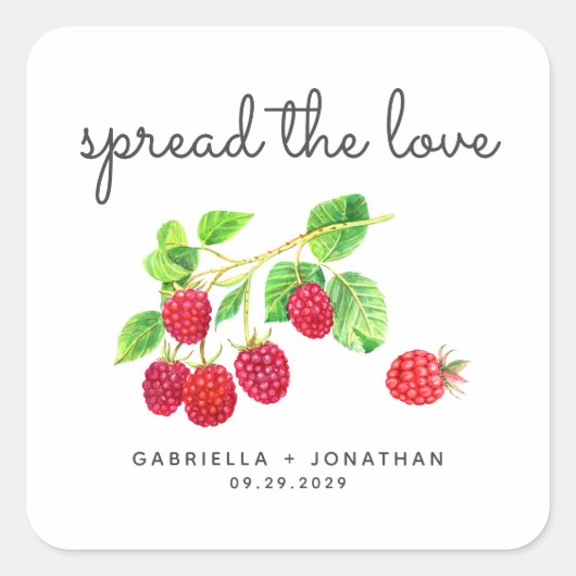 Script Spread The Love Raspberry Jam Favor Sticker (Voorkant)
