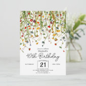 Script Spring Wildbloemen 40e verjaardag Kaart (Staand voorkant)