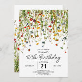 Script Spring Wildbloemen 40e verjaardag Kaart (Voorkant / Achterkant)