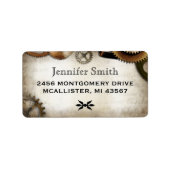 Script Steampunk Gears étiquette de adresse (Devant)