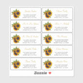 Script Sunflowers étiquettes de adresse invités in (Feuille)