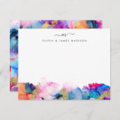Script Swash Monogram Couple Rainbow Alcohol Ink Notitiekaartje (Voorkant / Achterkant)