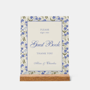 Script Sweet Pea Floral Crème et Mariage bleu