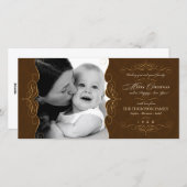 Script Swirls Pays Brown carte photo de Noël (Devant / Derrière)