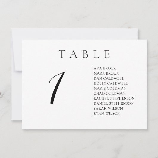 Script Tableau horizontal Numéro de table de texte (Devant)