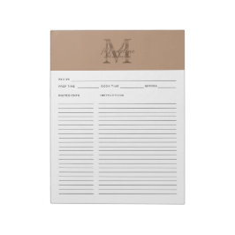 Script Taupe Metallic Gold Monogram Recipe Notitieblok