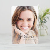 Script tekst foto afstudeer uitnodiging (Staand voorkant)