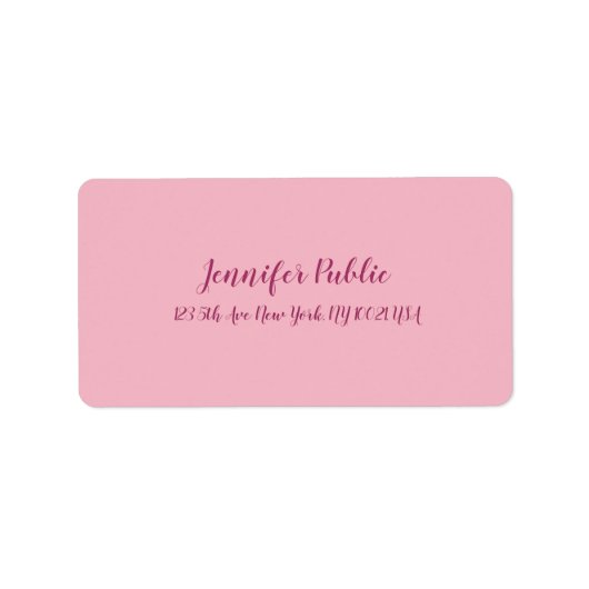 Script Tekst Modern Elegant Roze Eenvoudige Sjablo Etiket (Voorkant)