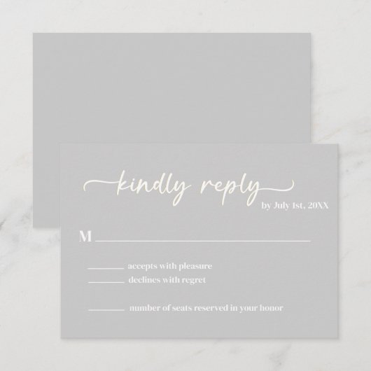 Script tendance cool Grey RSVP (Devant / Derrière)