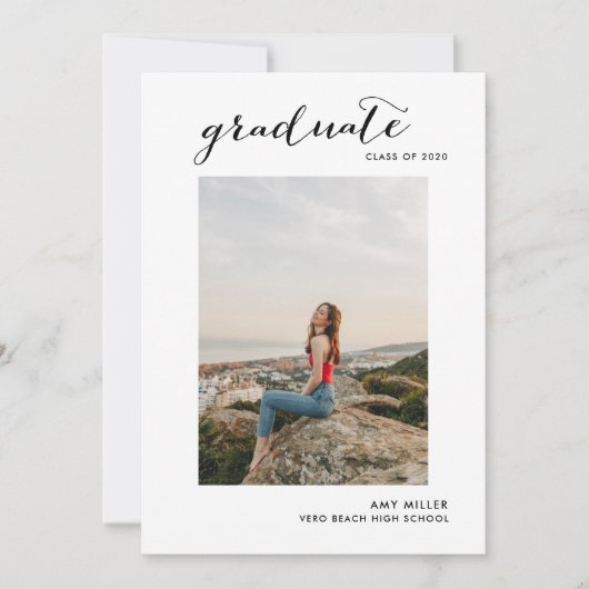 Script tendance Photo Graduation Party Invitation (Devant)