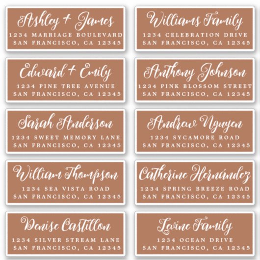 Script TerraCotta Mariage Étiquette de adresse inv (Devant)