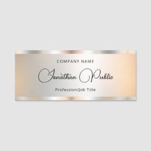 Script Text Silver Sjabloon Elegant Typografie Naamplaatje