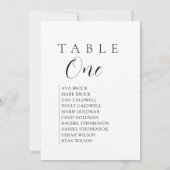 Script Text Table Number Seating Chart Kaart (Achterkant)