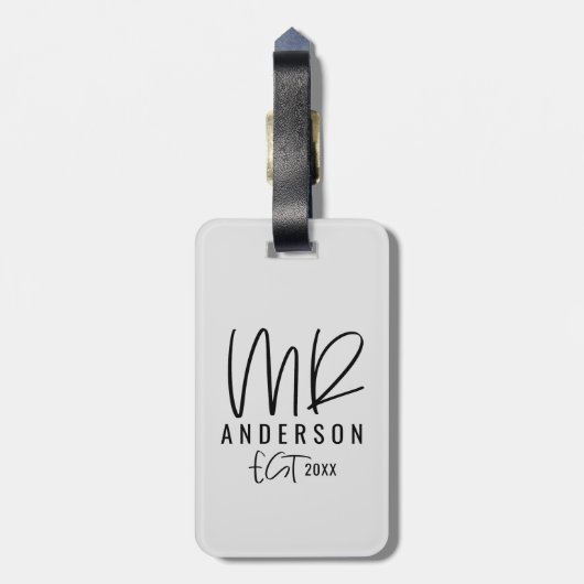 Script text: typografie bruiloft gift bagagelabel (Achterkant verticaal)