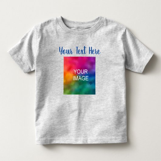 Script Text Upload Photo Grey Creëer Uw Eigen Baby Kinder Shirts (Voorkant)